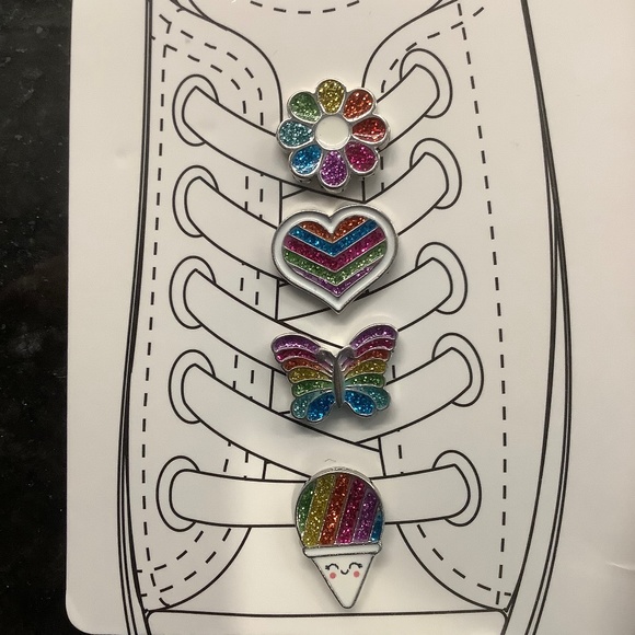 Girls' Shoelace Rainbow Charm Party Set of 4 - Picture 2 of 5